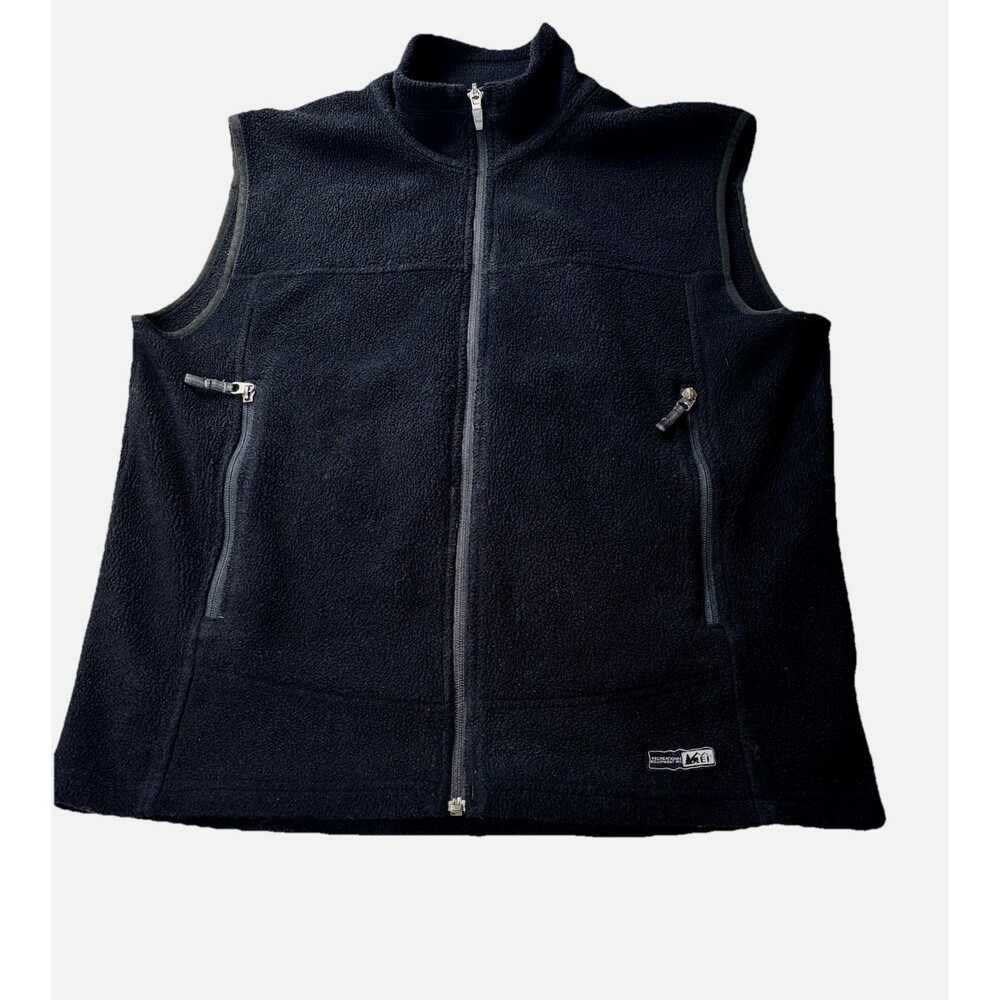 REI Men’s Black Fleece Size M Full Zip Outdoor Utility Vest